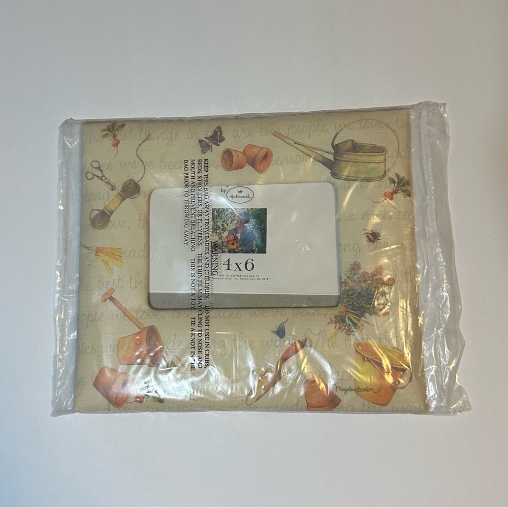 Vtg 90s Hallmark Marjolein Bastin Fabric Picture Frame Birds Flowers Nature 4x6